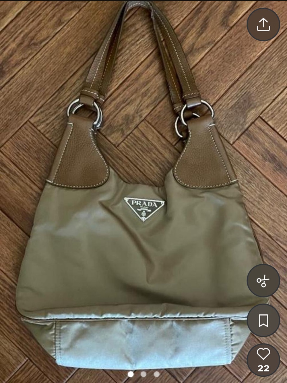 Prada Tan Nylon Shoulder Bag